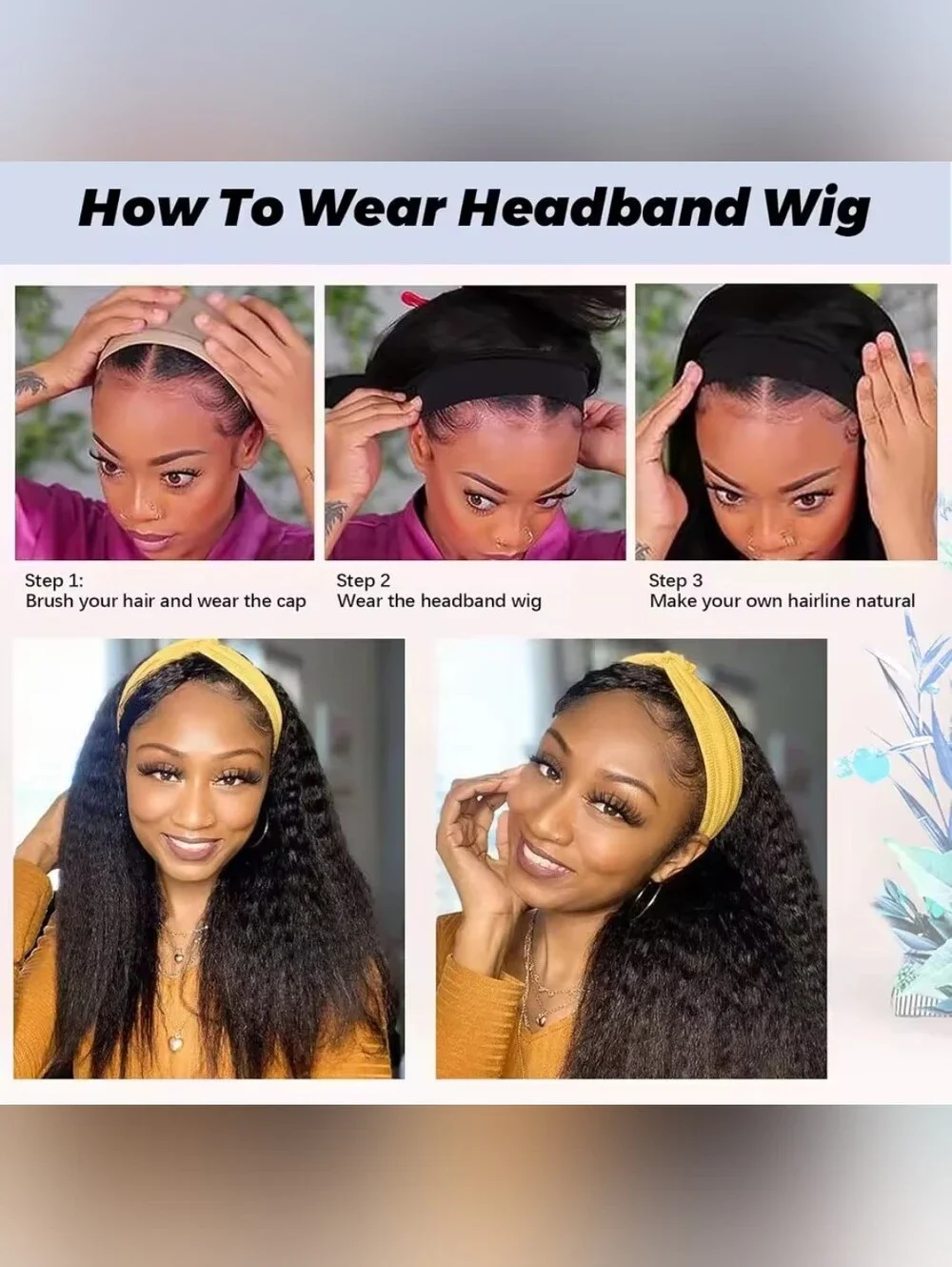 Black Straight Headband Wig - Unbranded Synthetic Women's Hair